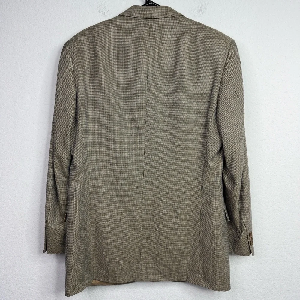 Canali Proposta Blazer Men 48R Brown Silk Wool Plaid 2 Button Career Suit Jacket